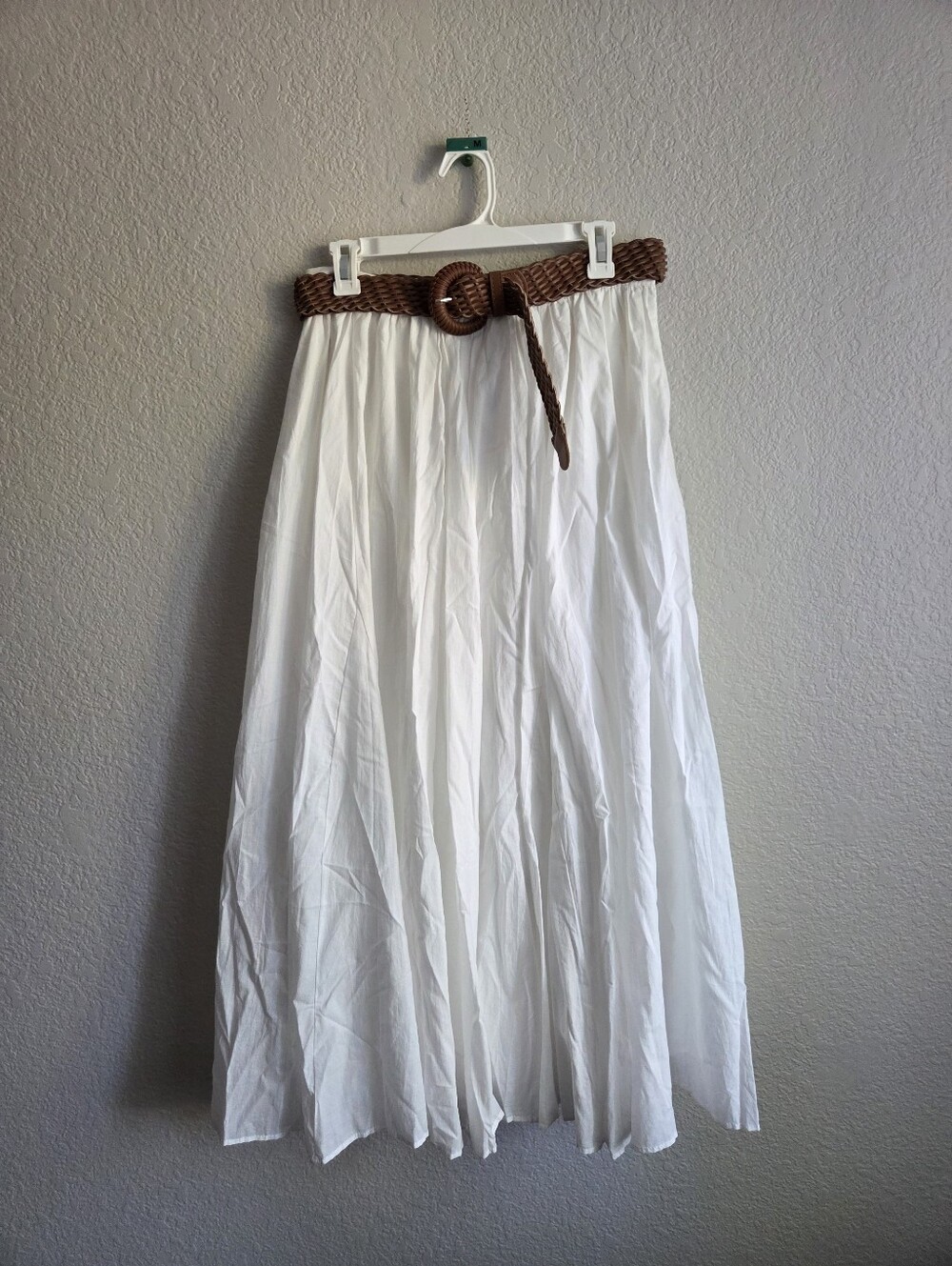 New ZARA belted 100%cotton Midi Skirt